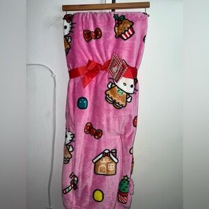 Pink Hello Kitty christmas throw blanket RARE find. Candy land hello kitty